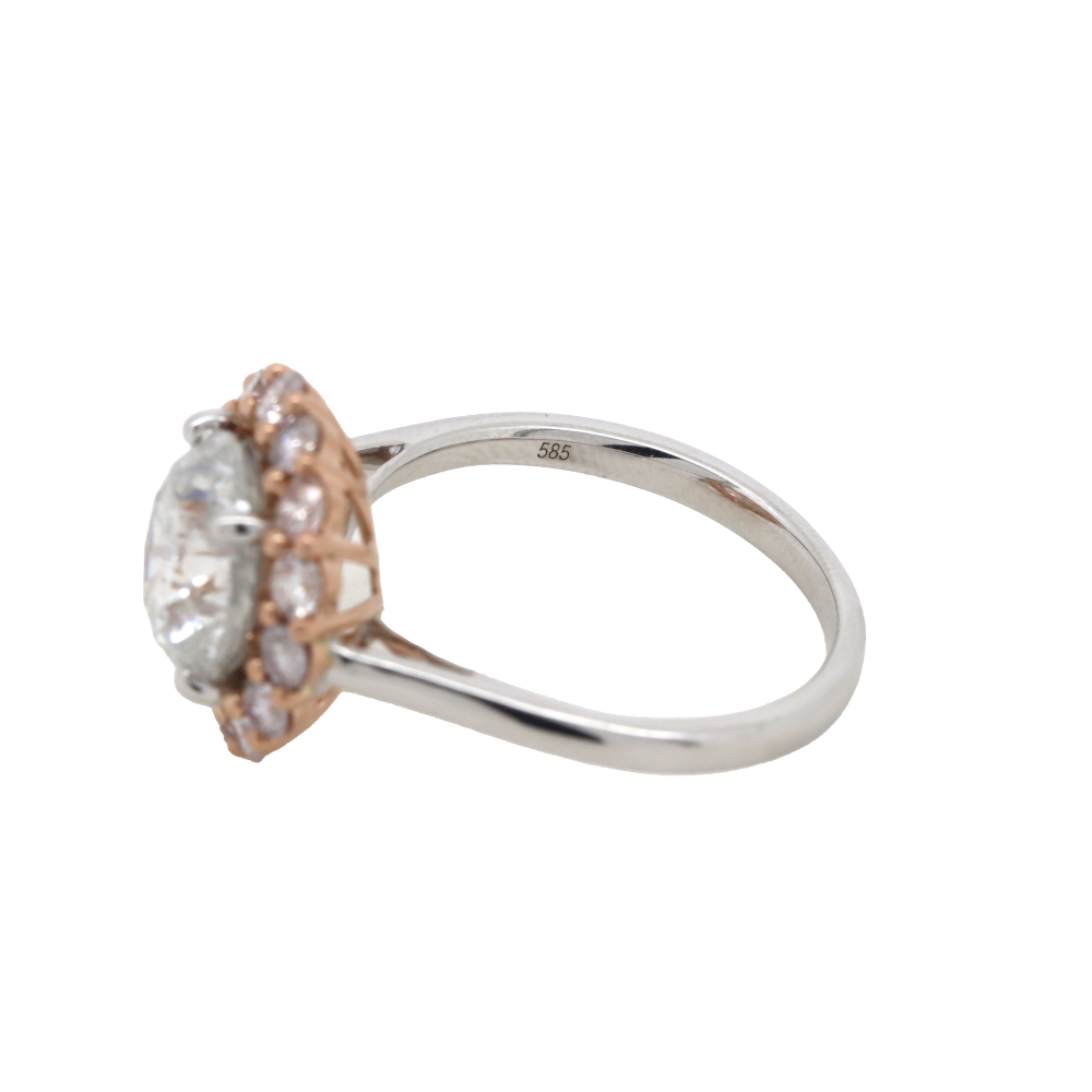 3.09ct Diamond and Pink Diamond Halo Ring