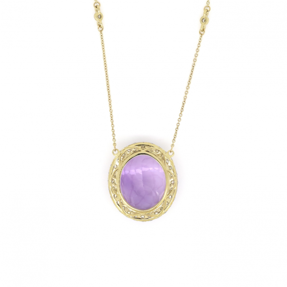 Yellow Gold 14.16ct Amethyst and Diamond Necklace