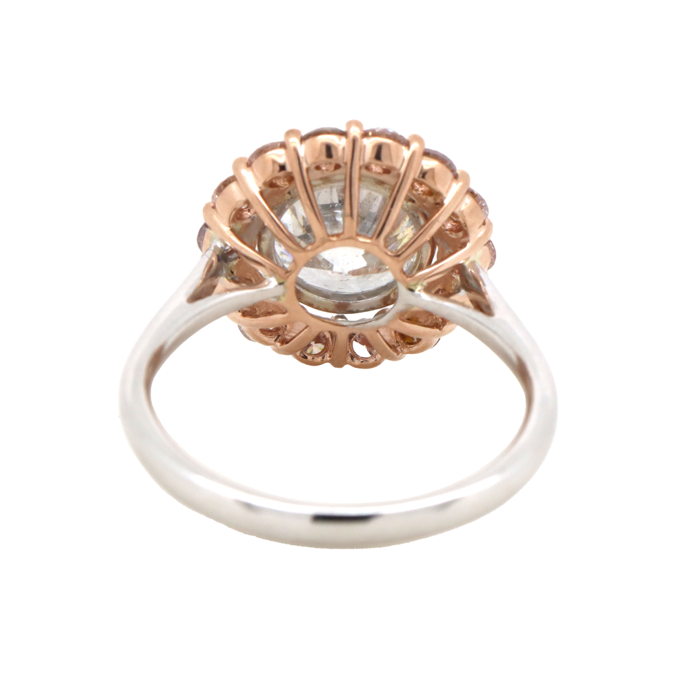 3.09ct Diamond and Pink Diamond Halo Ring