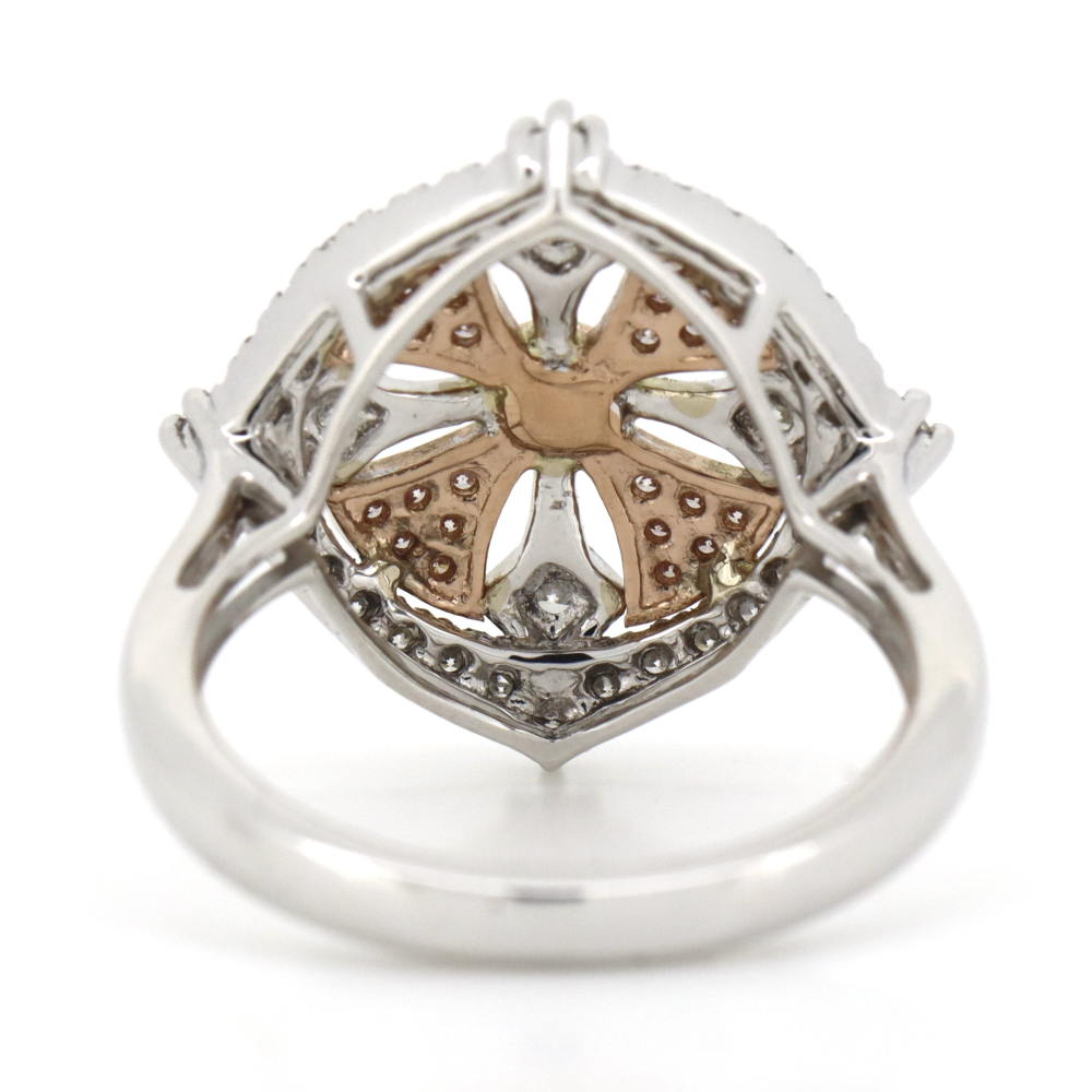 White/Rose Gold, Fancy Pink Diamond and Diamond, Decorative Ring