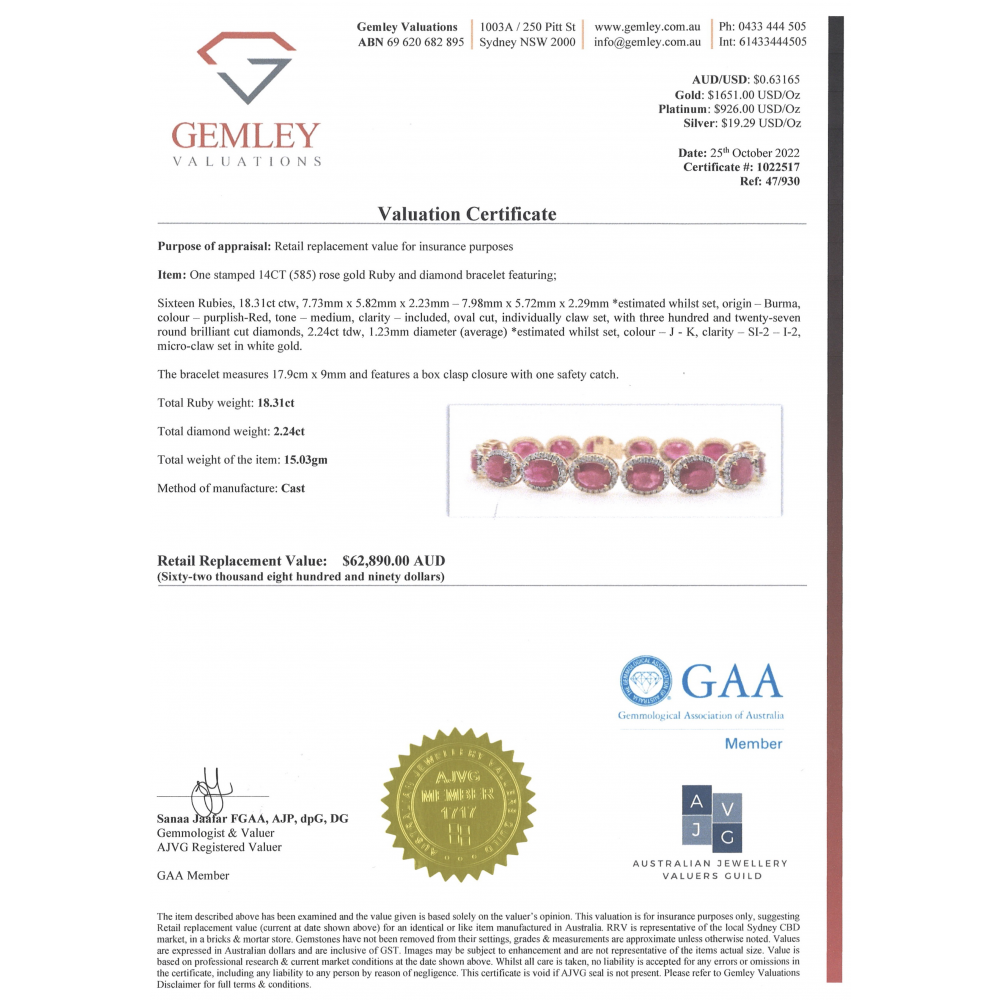 Rose Gold Burmese Ruby & Diamond Halo Bracelet