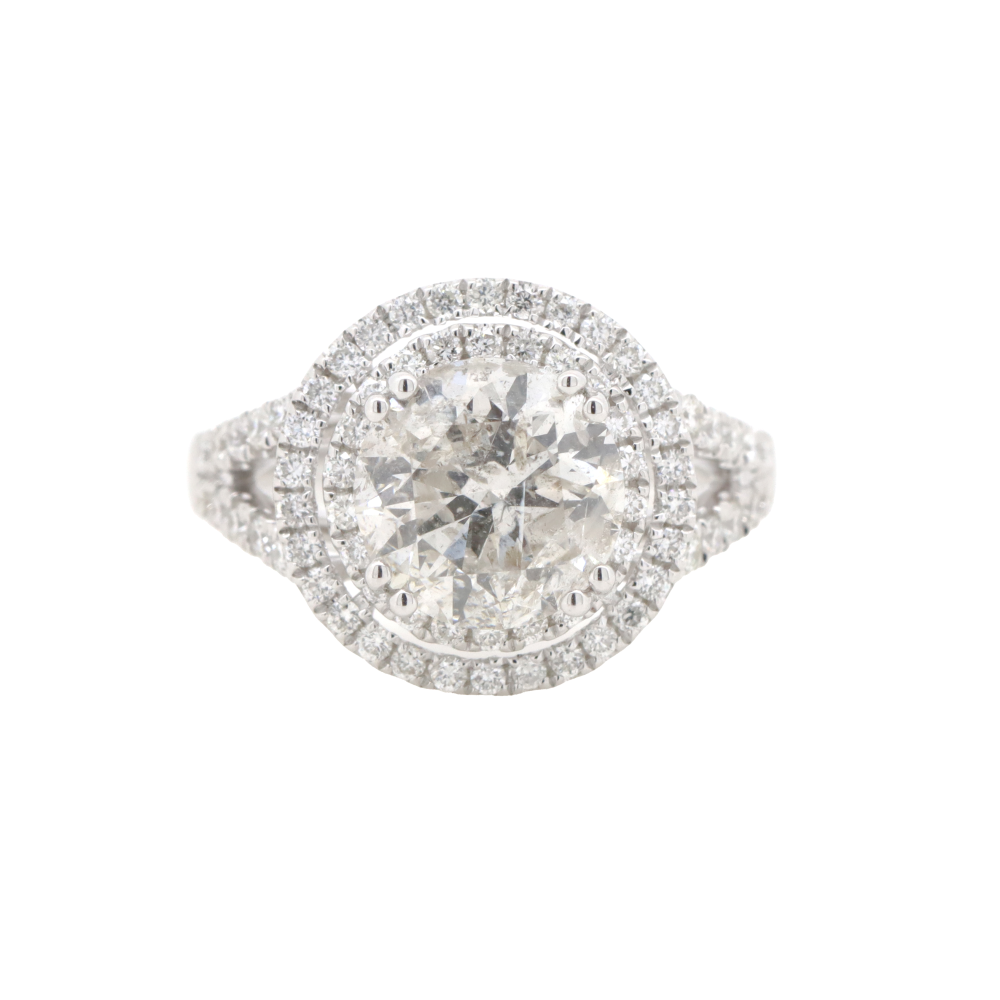 3.02ct White Gold Diamond Double Halo Ring