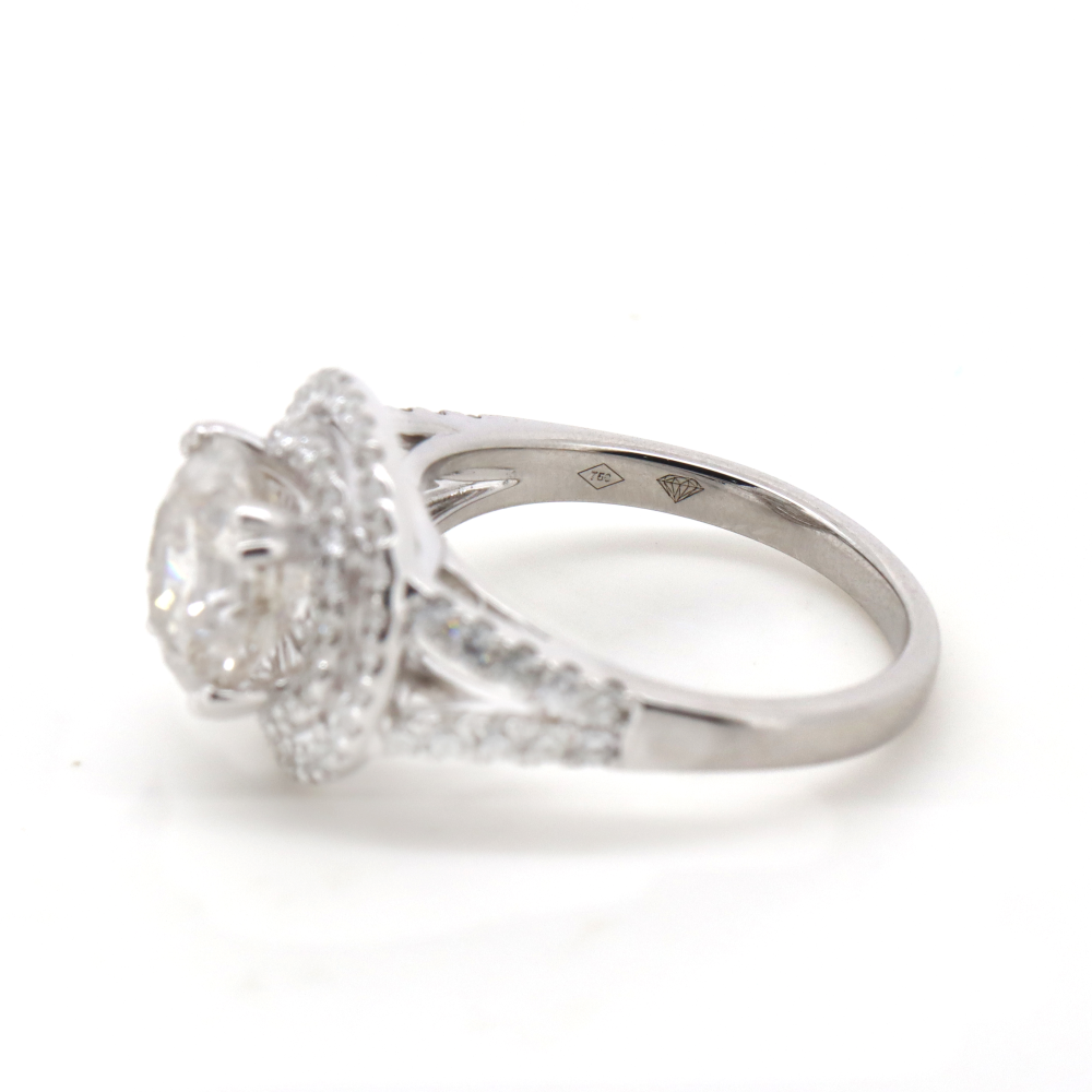 3.02ct White Gold Diamond Double Halo Ring