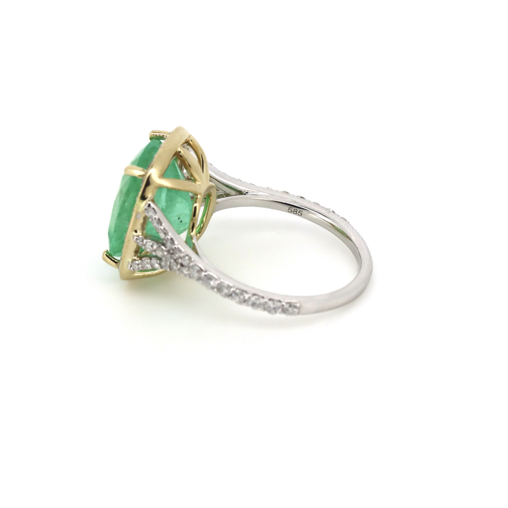6.19ct Colombian Emerald and Diamond Halo Ring