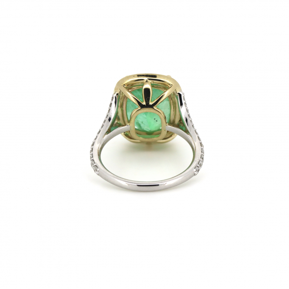 6.19ct Colombian Emerald and Diamond Halo Ring