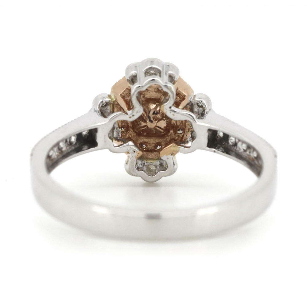 White/Rose Gold, Fancy Pink Diamond and Diamond, Antique Inspired Ring