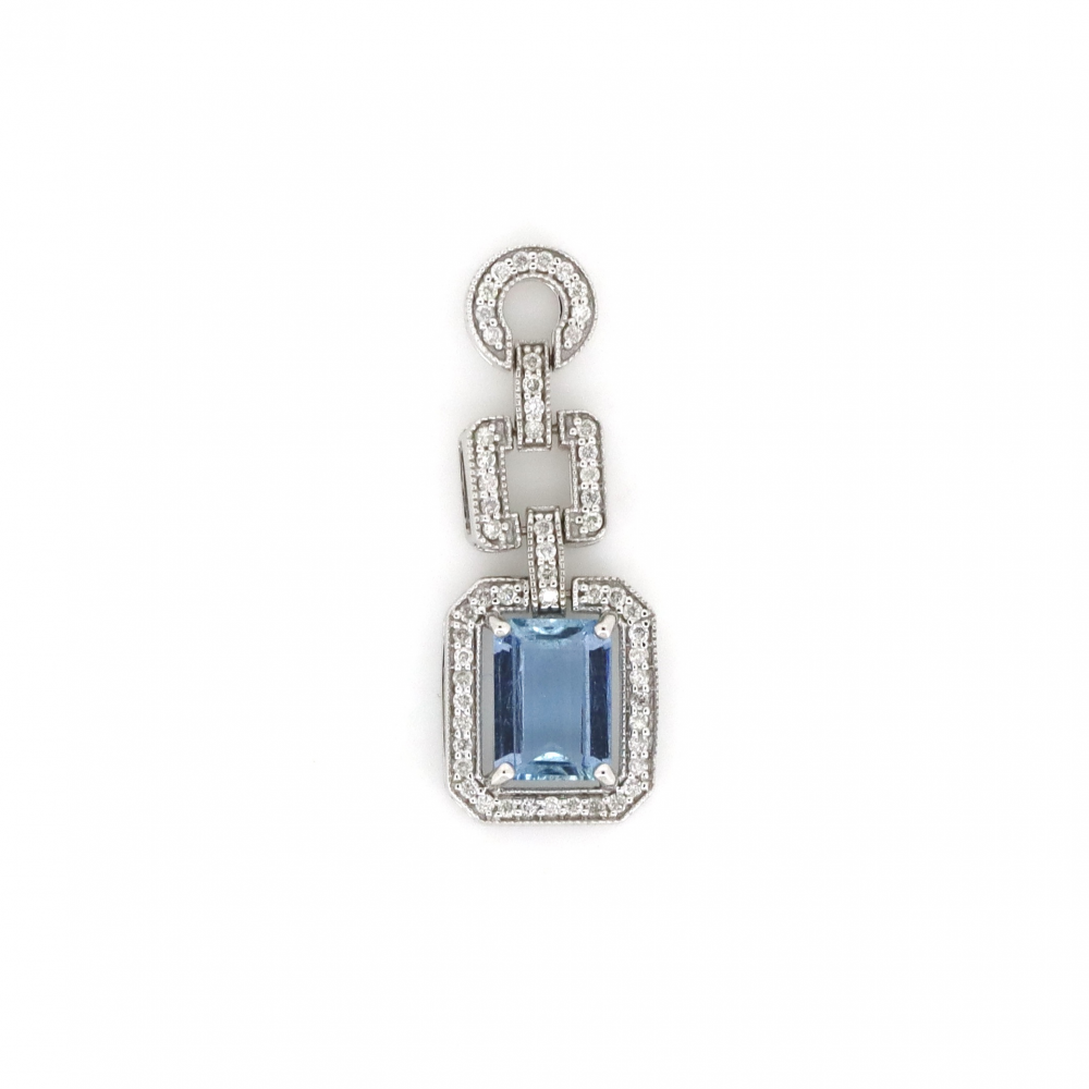 White Gold Aquamarine and Diamond Statement Pendant