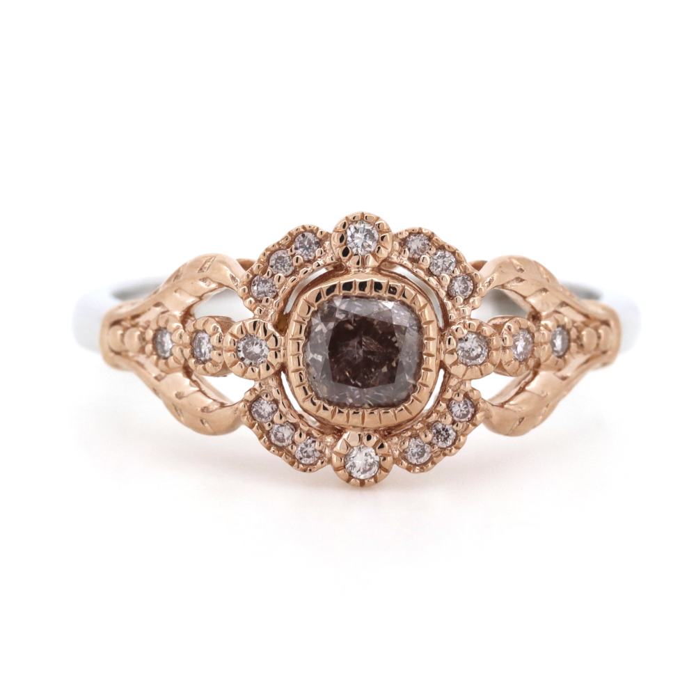 Rose & White Gold Fancy Pink Diamond Antique Inspired Ring