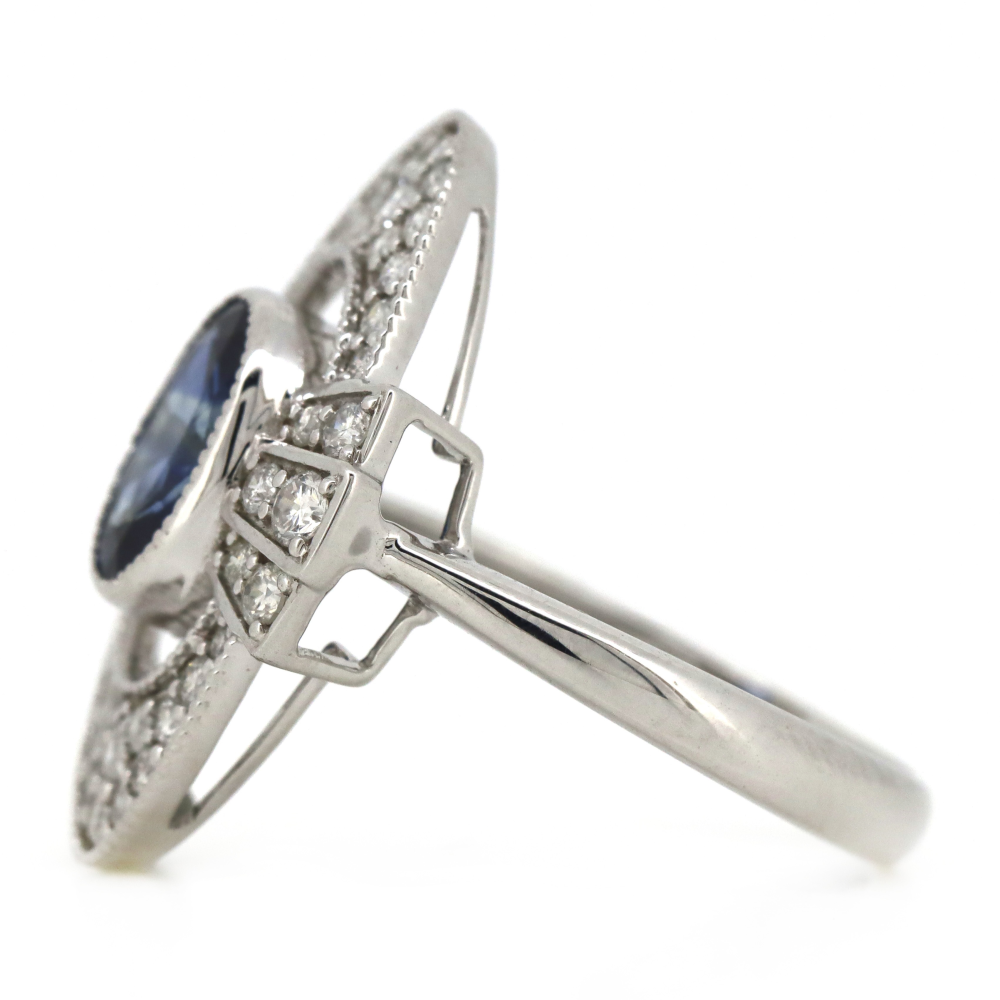 1.42ct White Gold Blue Ceylon Sapphire and Diamond Ring