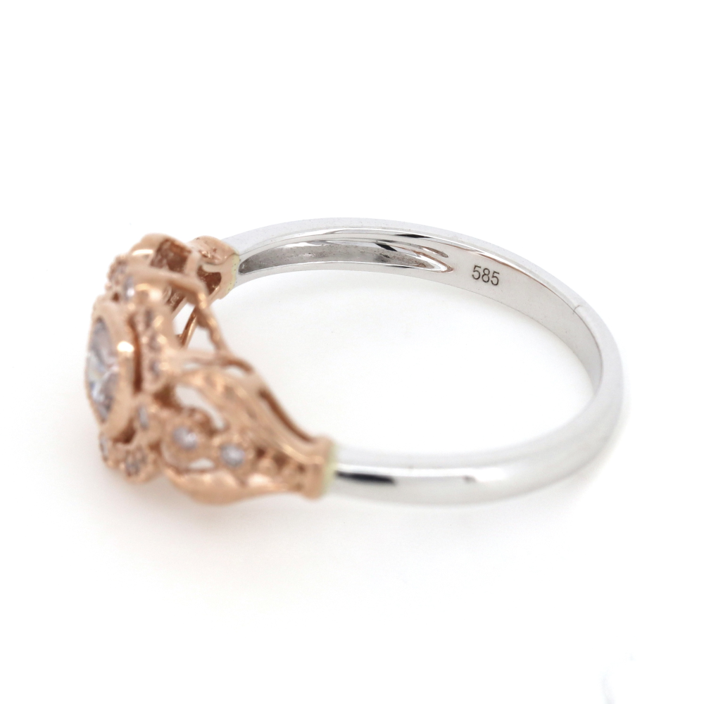 Rose & White Gold Fancy Pink Diamond Antique Inspired Ring
