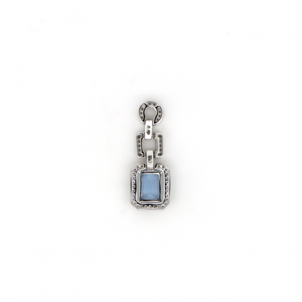 White Gold Aquamarine and Diamond Statement Pendant