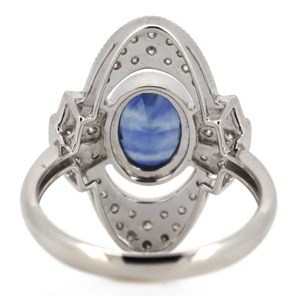 1.42ct White Gold Blue Ceylon Sapphire and Diamond Ring