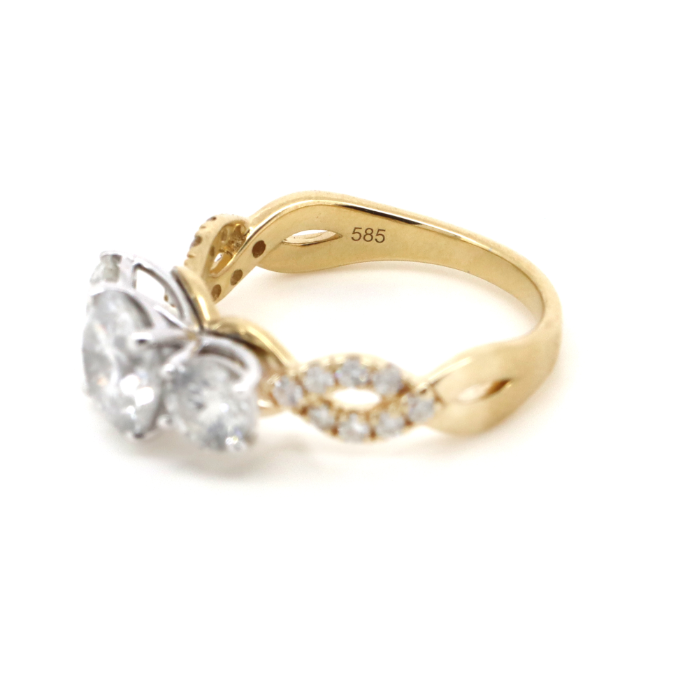 2.58ct Yellow/White Gold Diamond Trilogy Ring