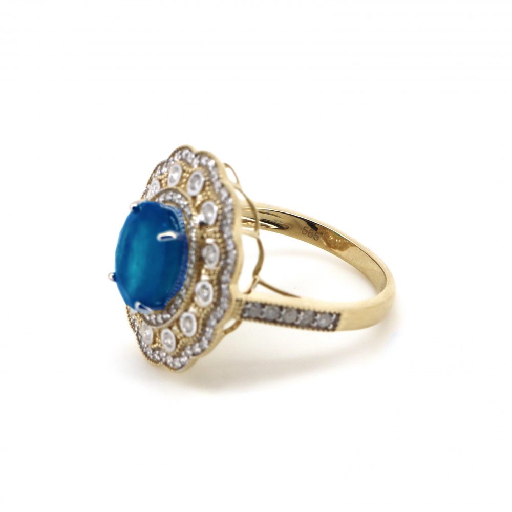 1.94ct Aquamarine and Diamond Double Halo Statement Ring