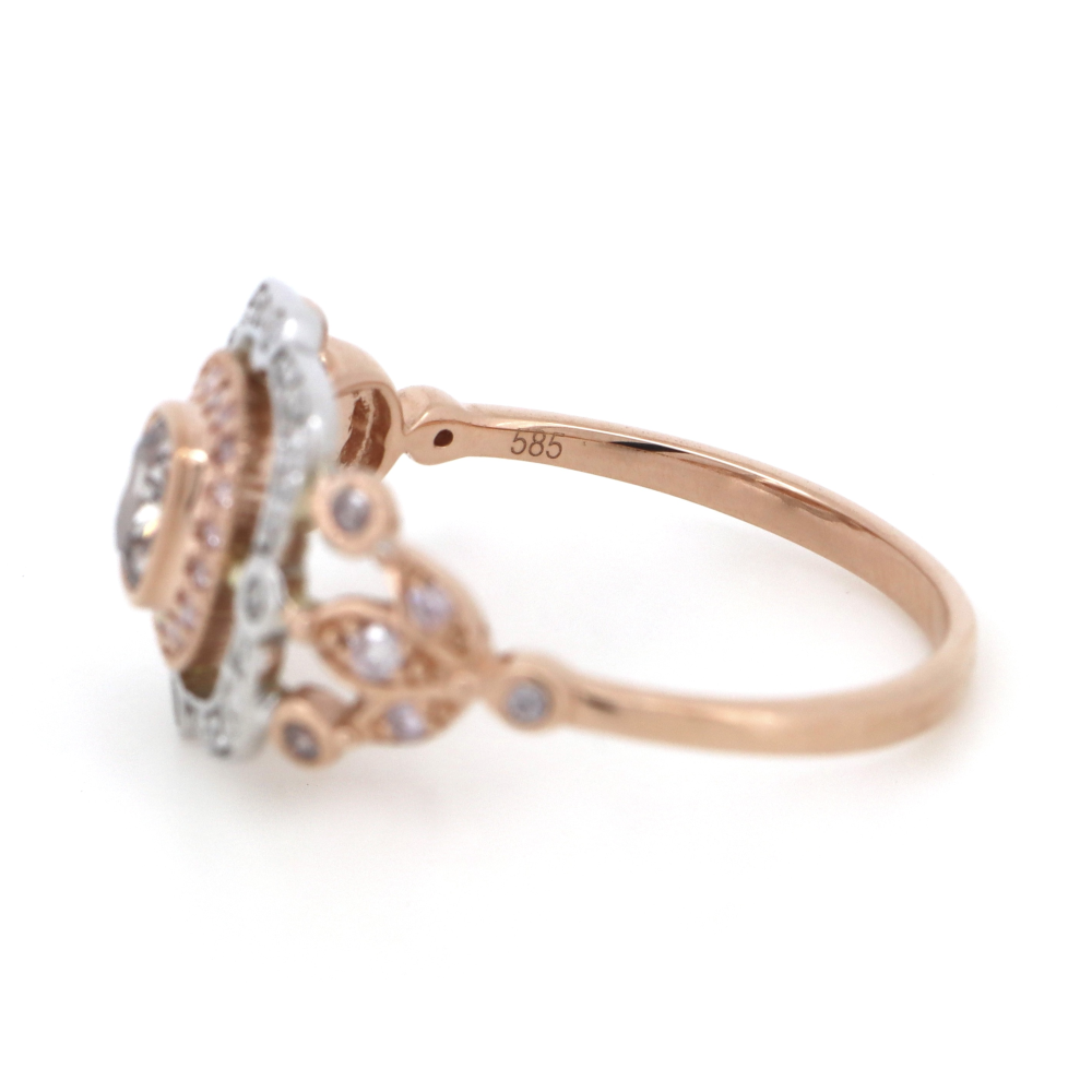 Fancy Pink Champagne Diamond Antique Inspired Ring