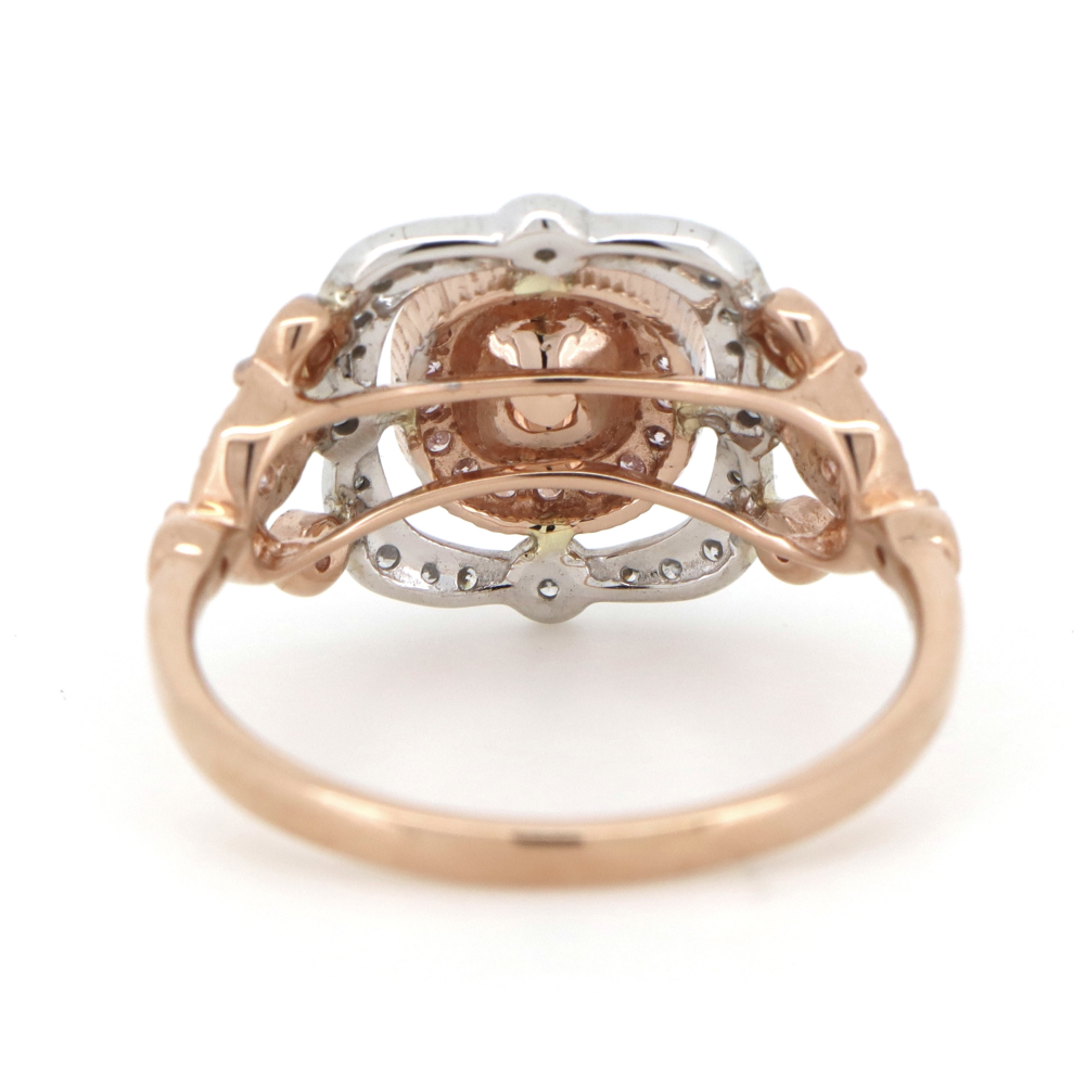Fancy Pink Champagne Diamond Antique Inspired Ring