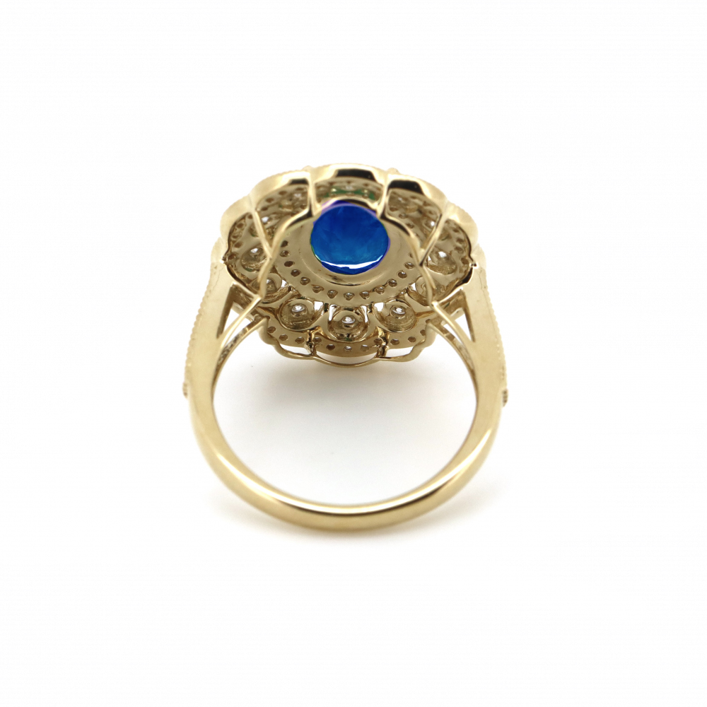 1.94ct Aquamarine and Diamond Double Halo Statement Ring