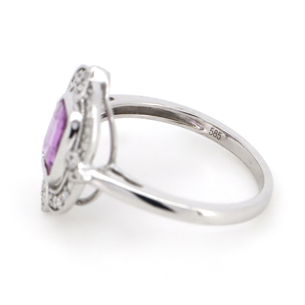 Pink Sapphire & Diamond Antique Inspired Ring