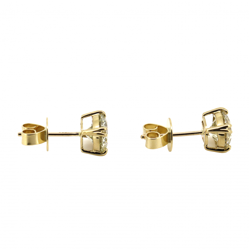 4.16ct Yellow Gold and Diamond Stud Earrings