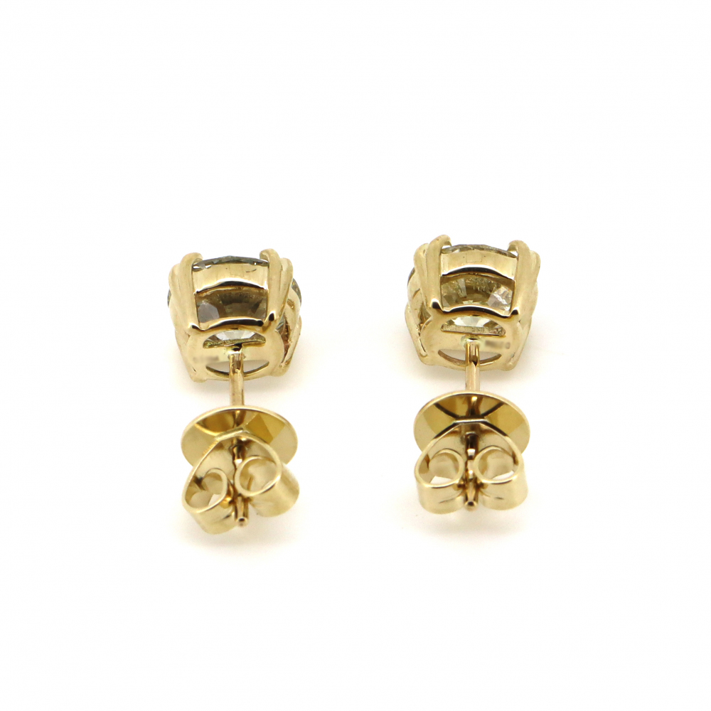 4.16ct Yellow Gold and Diamond Stud Earrings