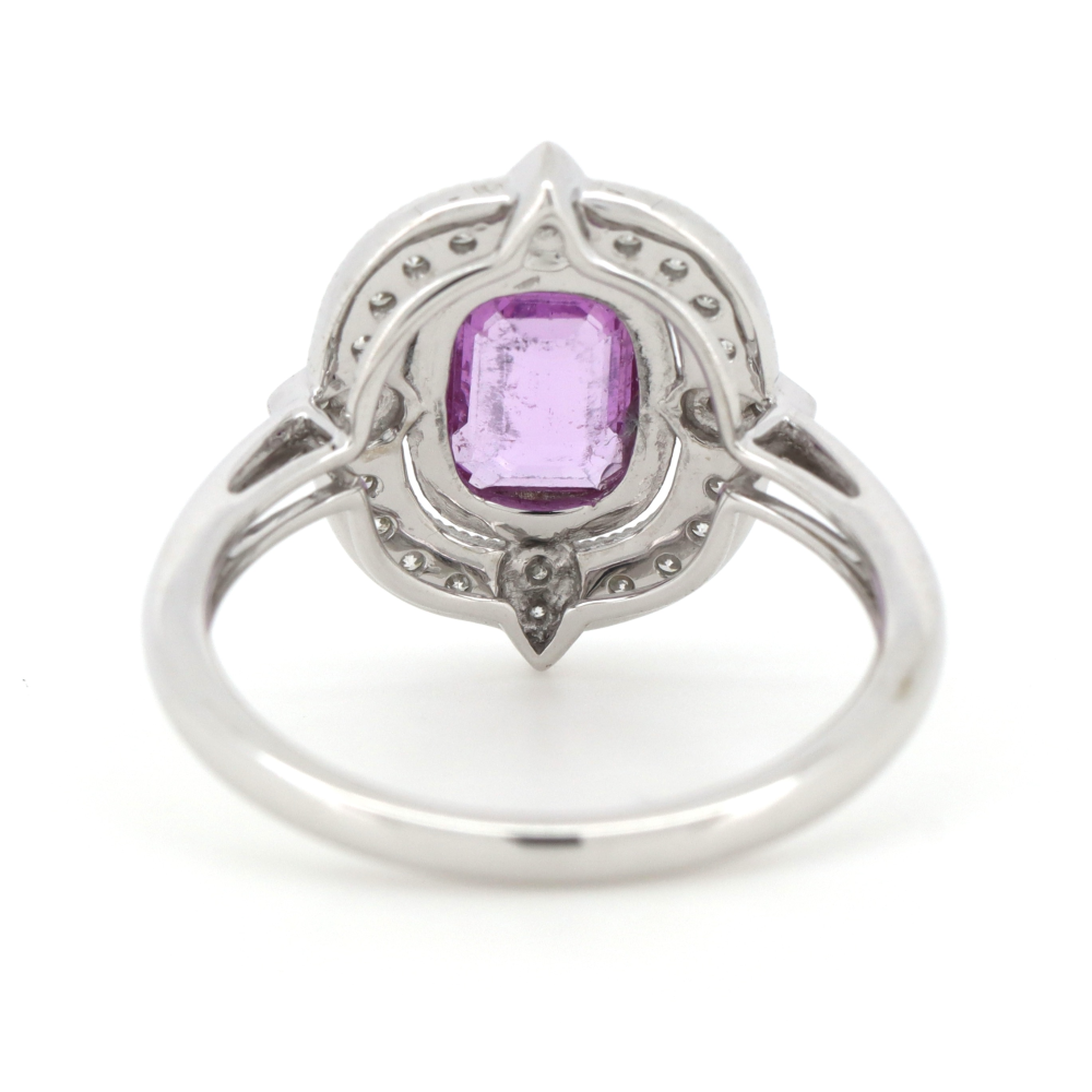 Pink Sapphire & Diamond Antique Inspired Ring