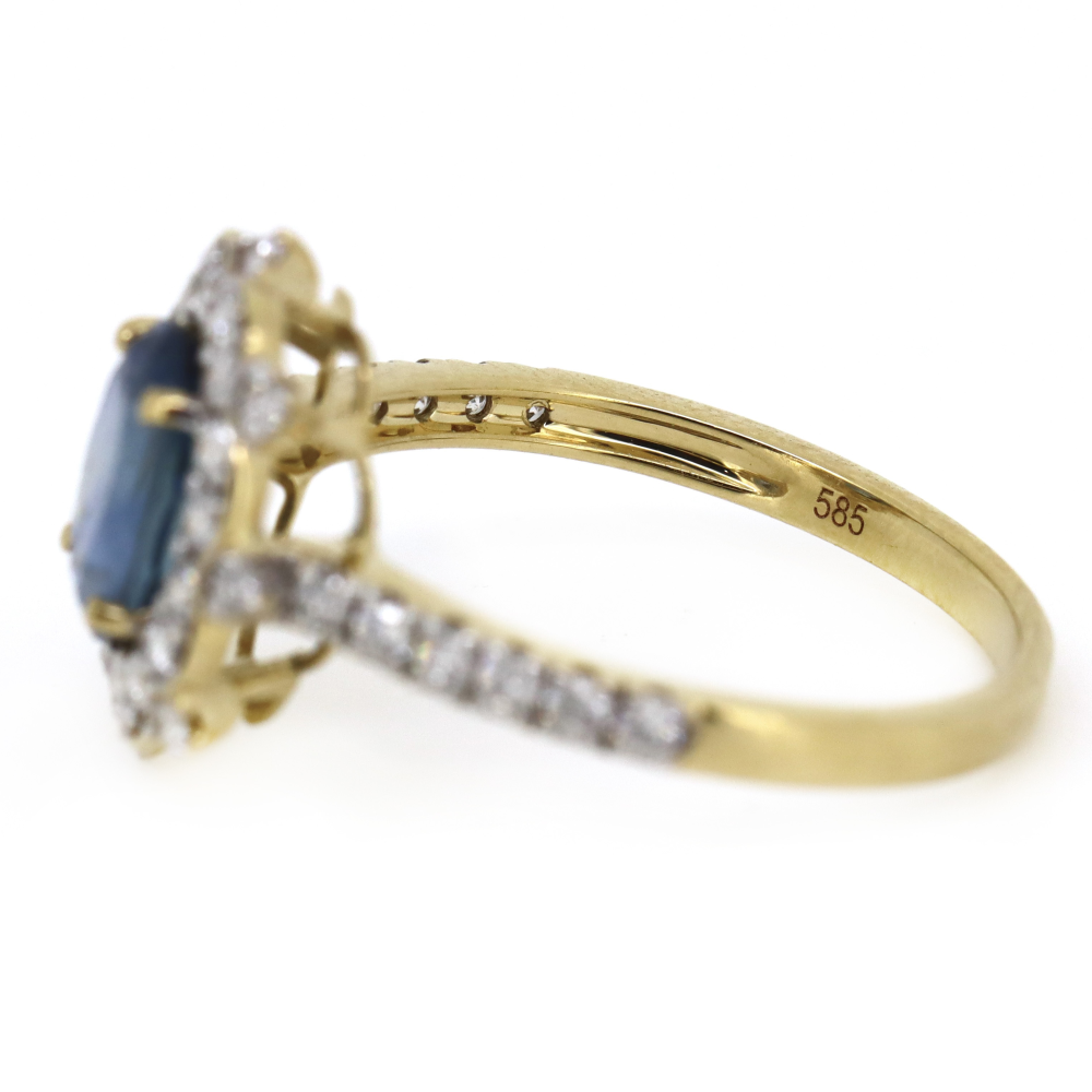 Yellow Gold 1.80ct Blue Ceylon Sapphire and Diamond Ring