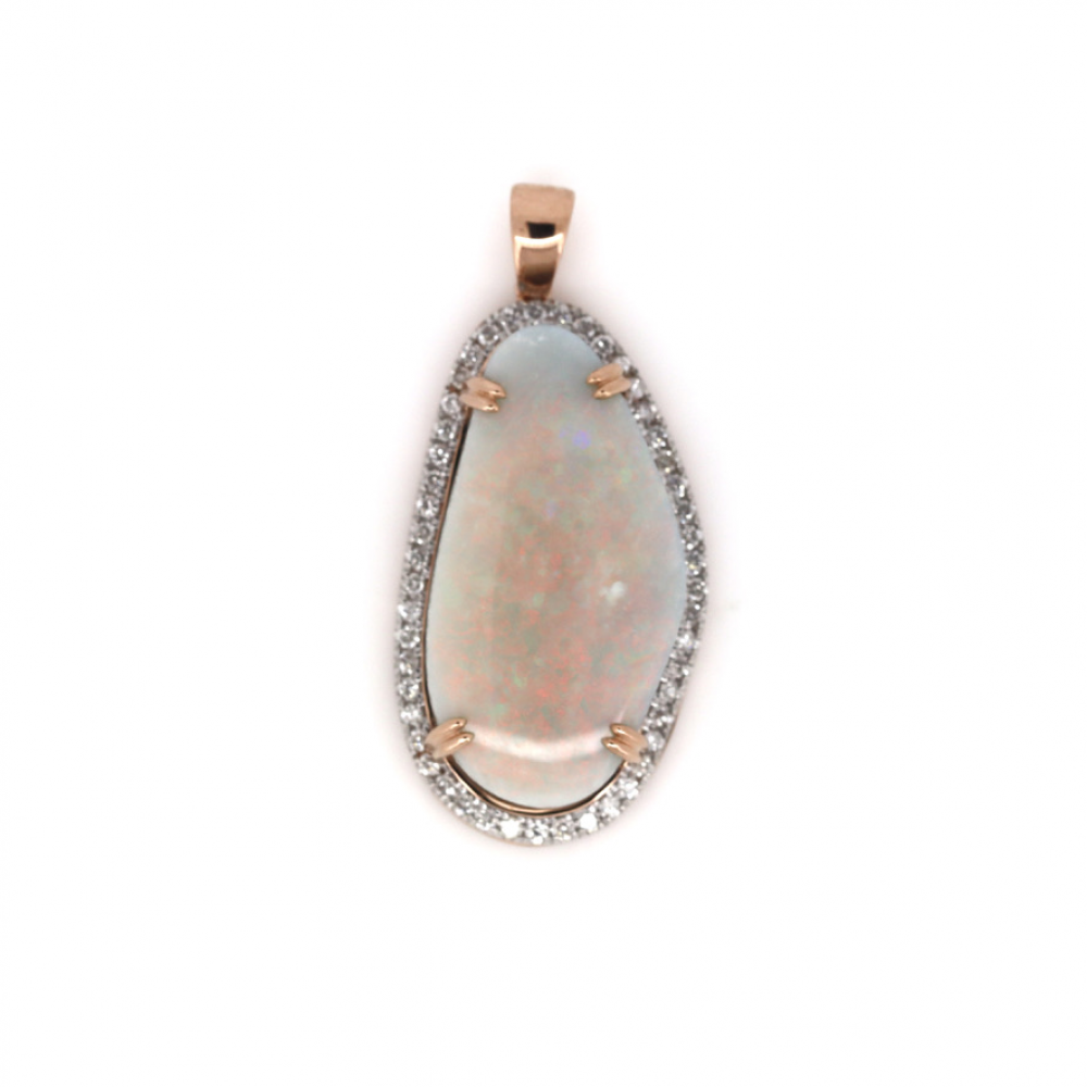 15.72ct Australian Coober Pedy Opal and Diamond Halo Pendant