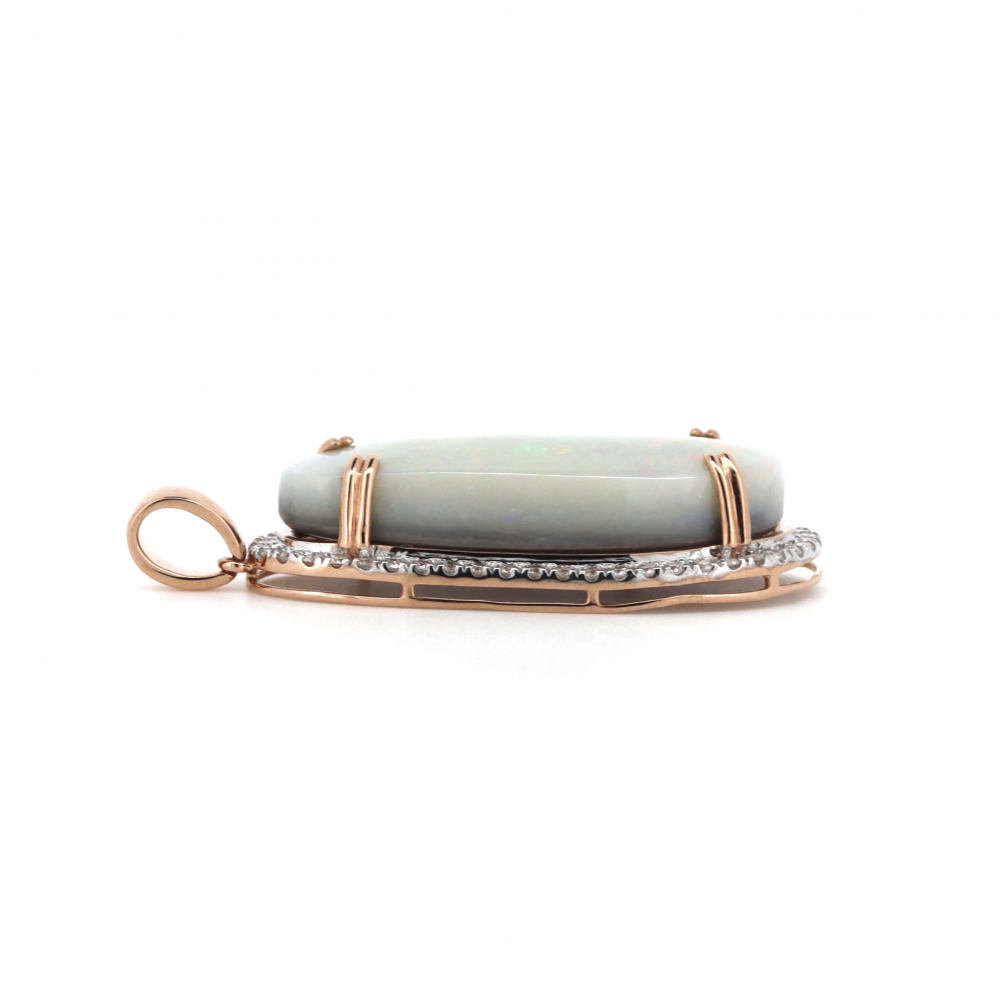 15.72ct Australian Coober Pedy Opal and Diamond Halo Pendant