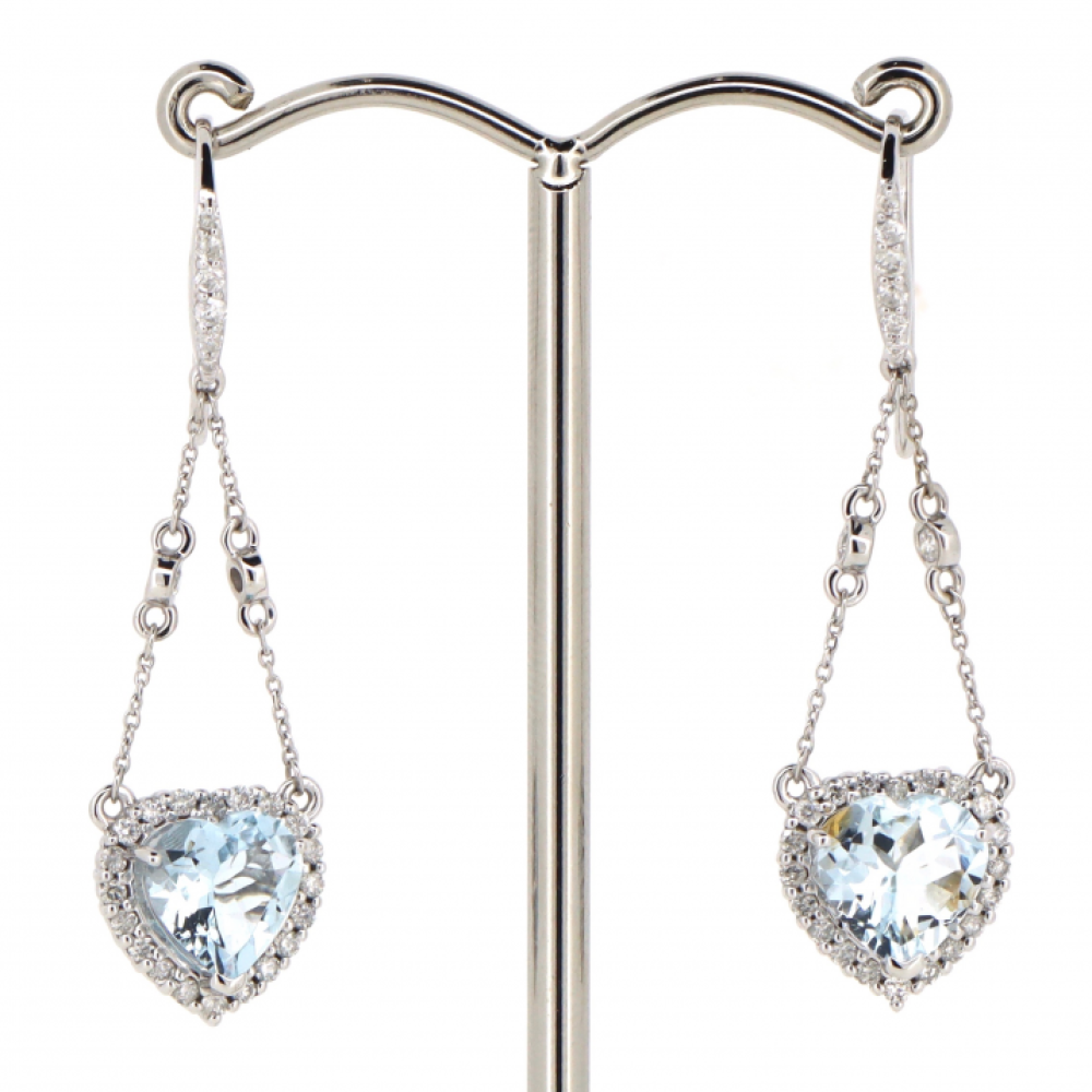 White Gold Aquamarine & Diamond Chandelier Earrings