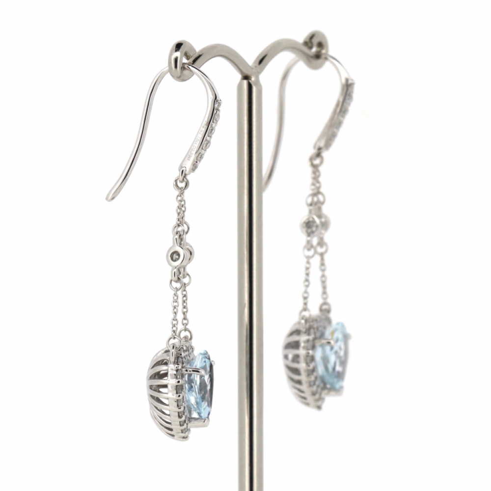 White Gold Aquamarine & Diamond Chandelier Earrings