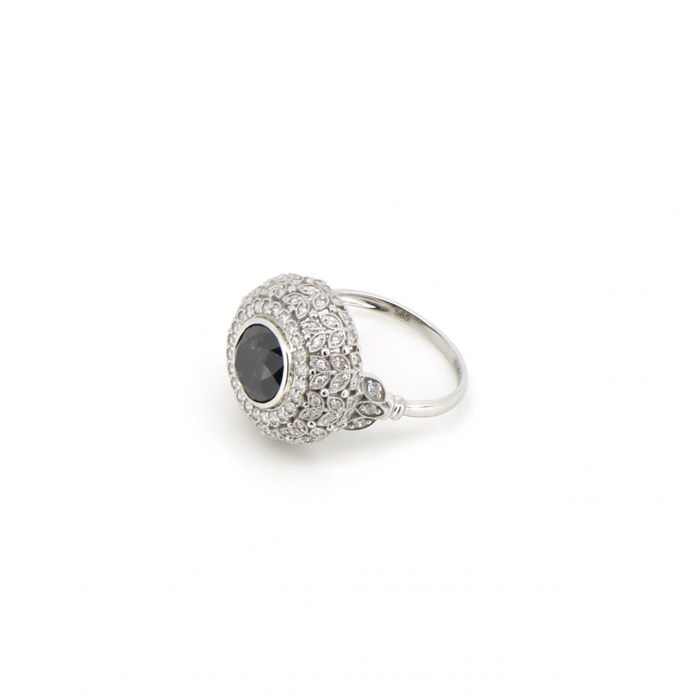 0.75ct Black Diamond Cluster Ring