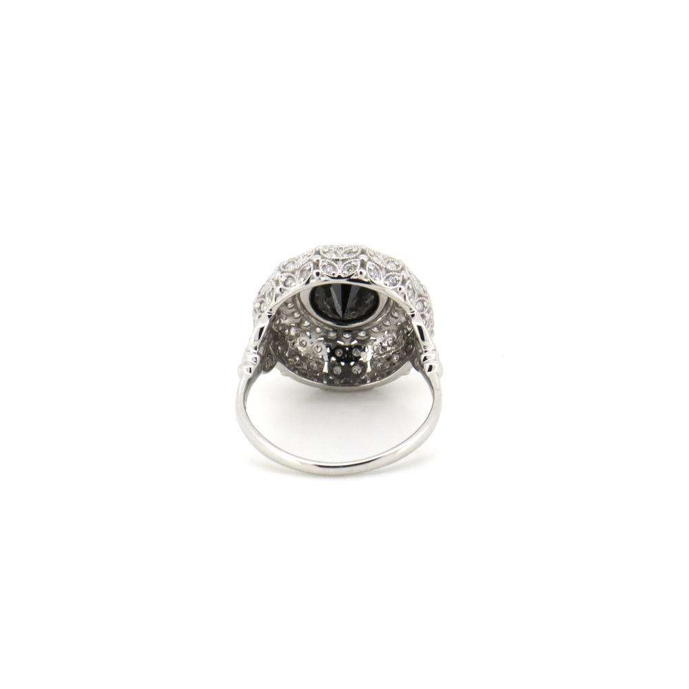 0.75ct Black Diamond Cluster Ring