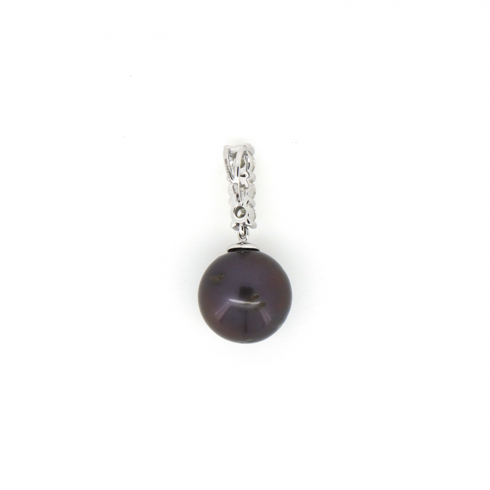 Black Cultured Tahitian Pearl and Diamond Pendant