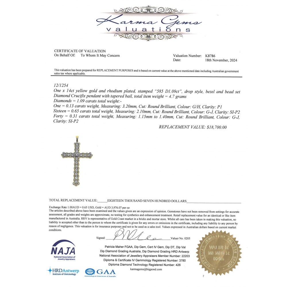 Yellow Gold Diamond Crucifix Pendant