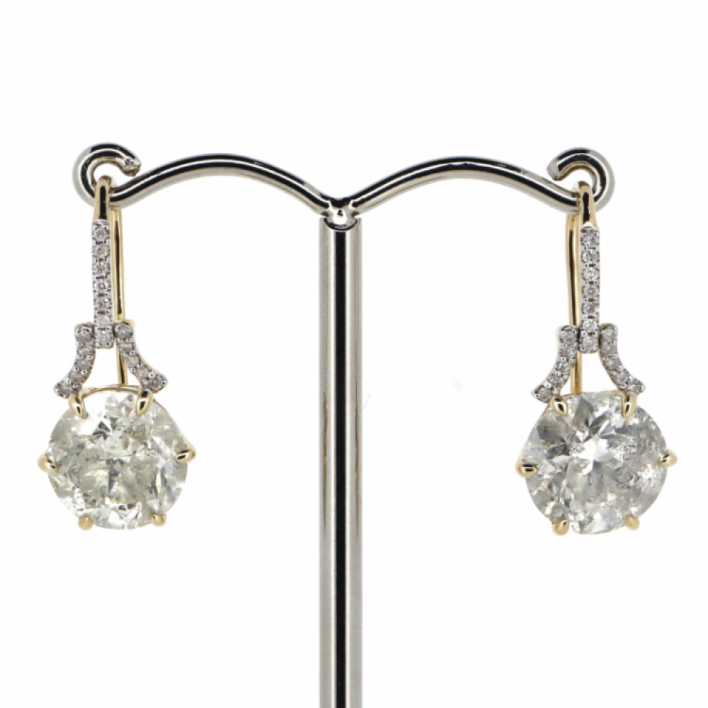 8.52ct Yellow Gold Yellow Diamond Drop Earrings