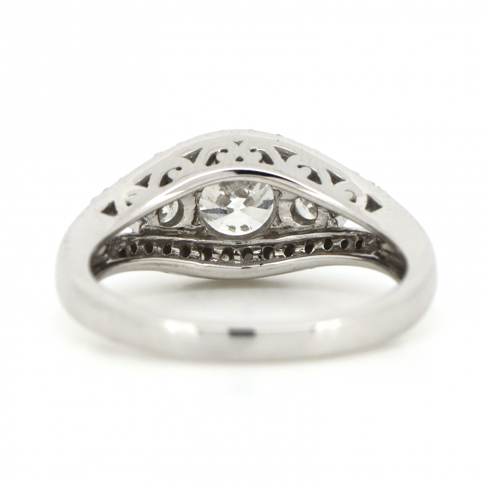 14K White Gold and Diamond Trilogy Style Ring