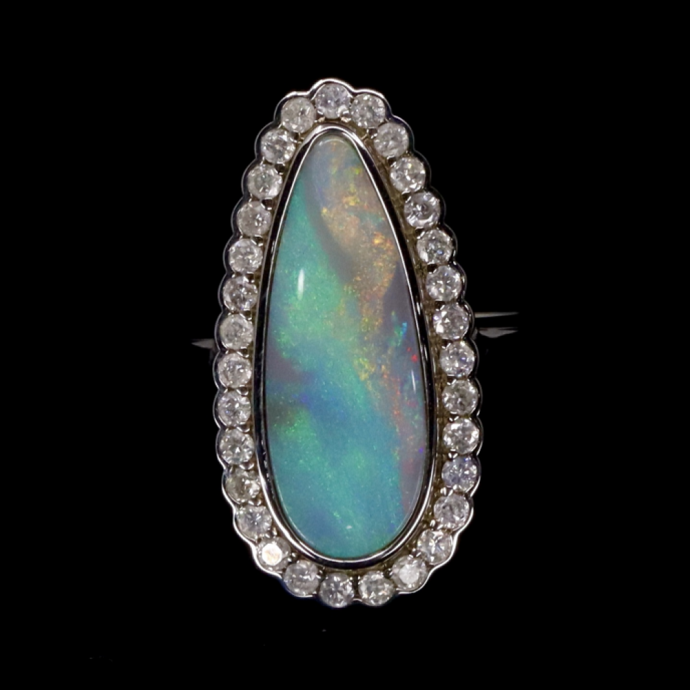 1.99ct Australian Andamooka Opal & Diamond Halo Ring