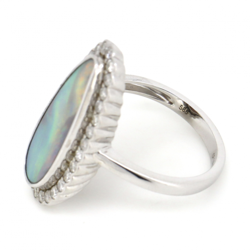 1.99ct Australian Andamooka Opal & Diamond Halo Ring