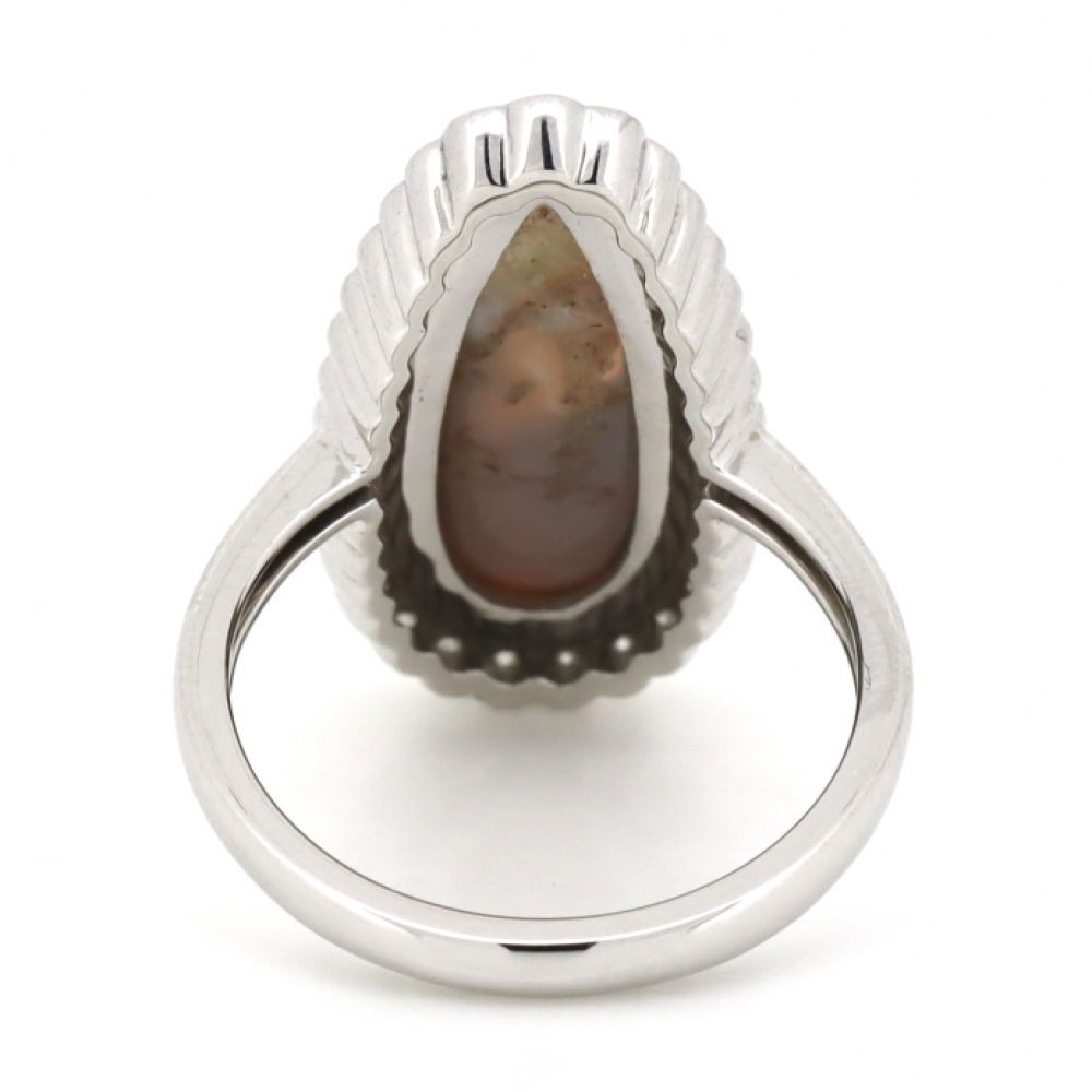1.99ct Australian Andamooka Opal & Diamond Halo Ring