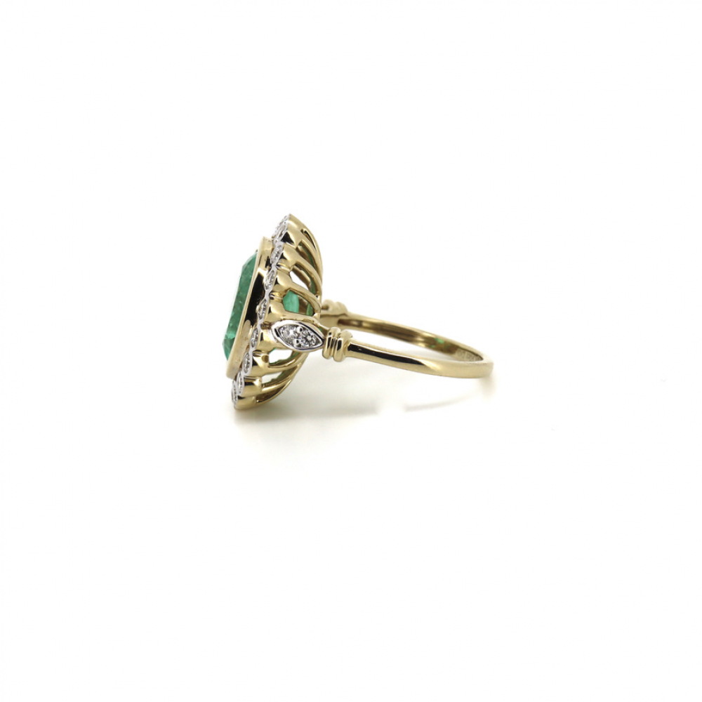 4.90ct Colombian Emerald and Diamond Halo Ring