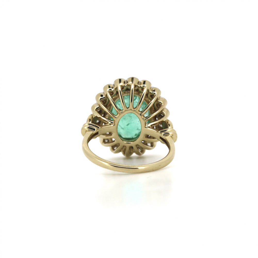 4.90ct Colombian Emerald and Diamond Halo Ring