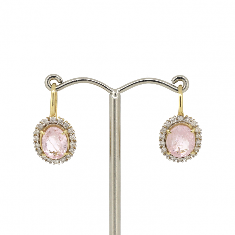 Morganite and Diamond Halo Drop Earrings