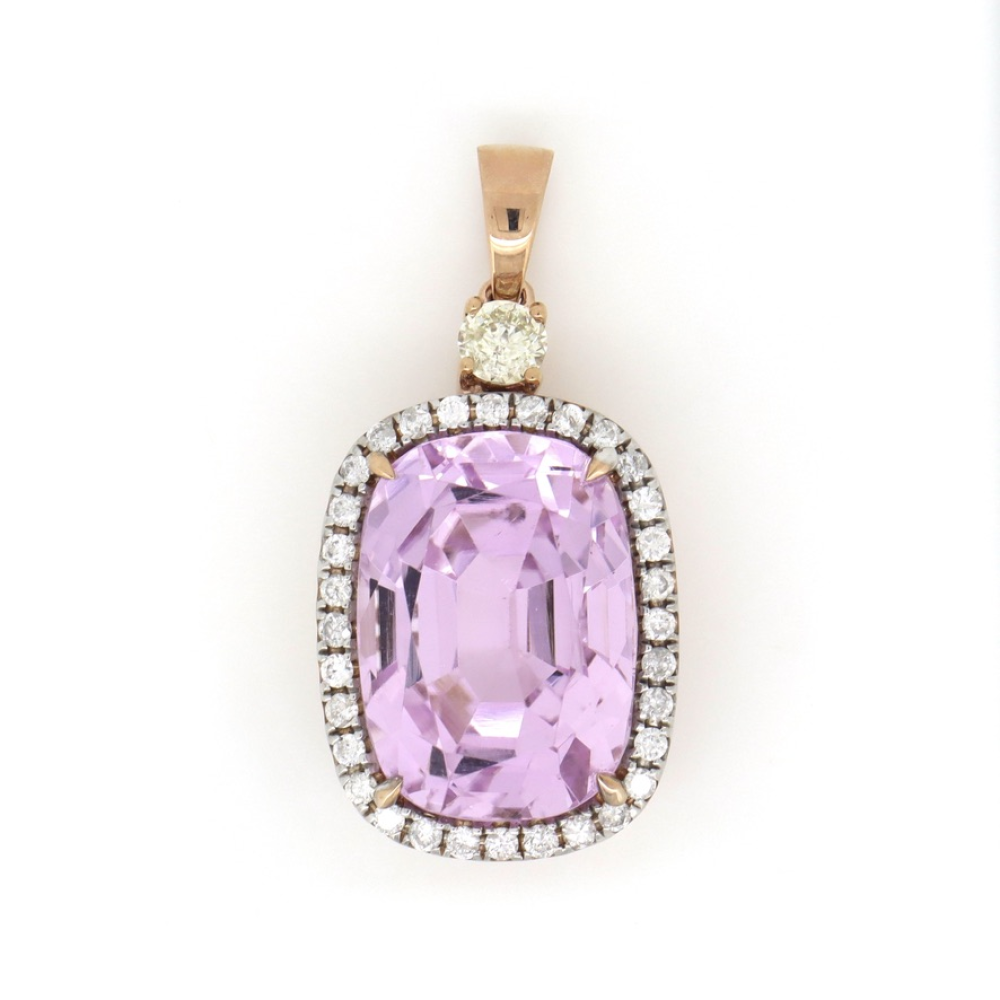 23.14ct Rose Gold Kunzite & Diamond Statement Pendant