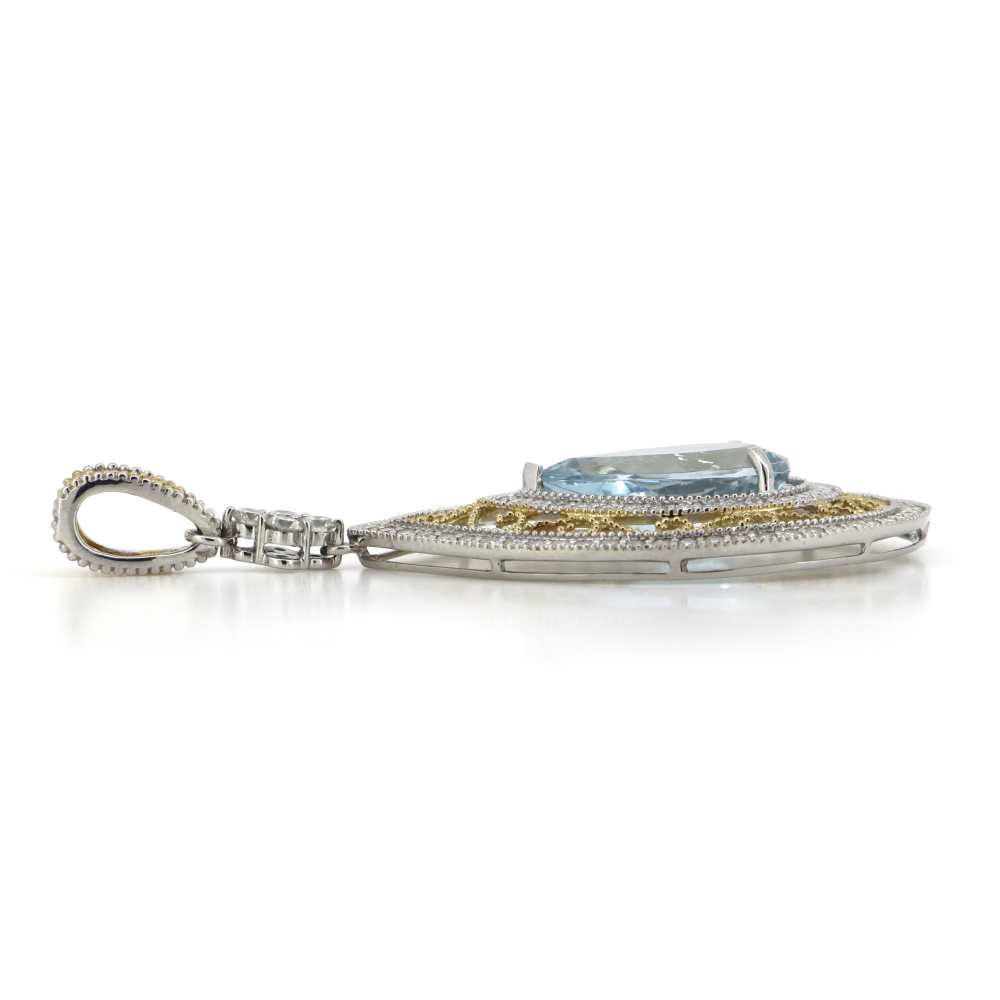White/Yellow Gold, 6.71ct Aquamarine and Diamond, Statement Pendant