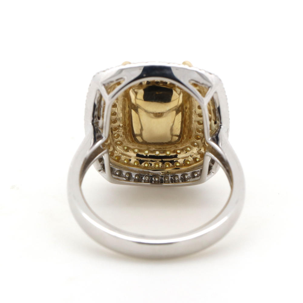 5.20ct White/Yellow Gold Fancy Yellow Diamonds Triple Halo Ring