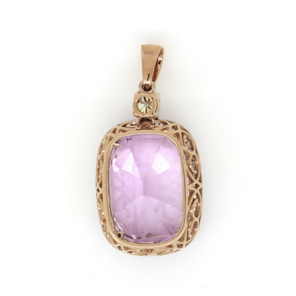 23.14ct Rose Gold Kunzite & Diamond Statement Pendant