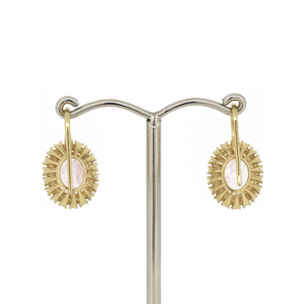 Morganite and Diamond Halo Drop Earrings