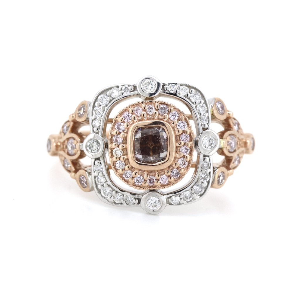 Rose & White Gold Fancy Pink Diamond Antique Inspired Ring
