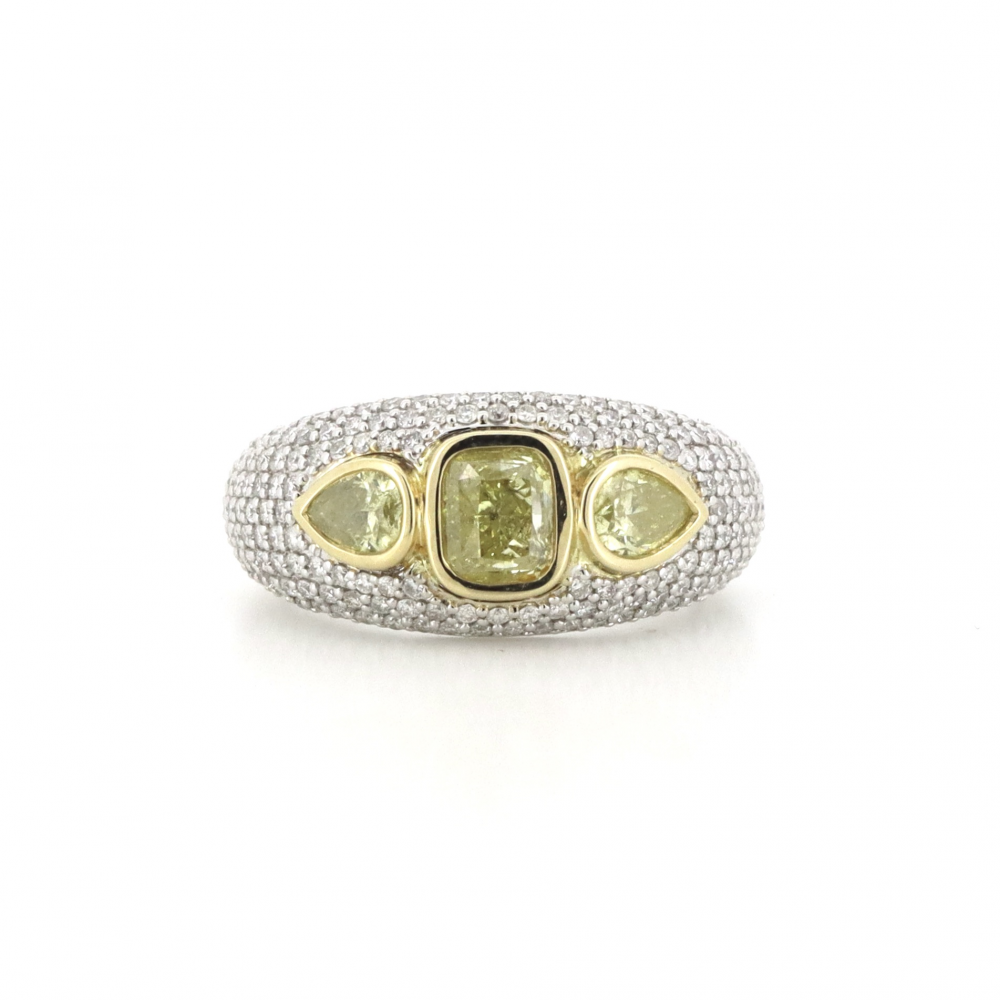 1.52ct Yellow/White Gold and Yellow/White Diamond Statement Ring