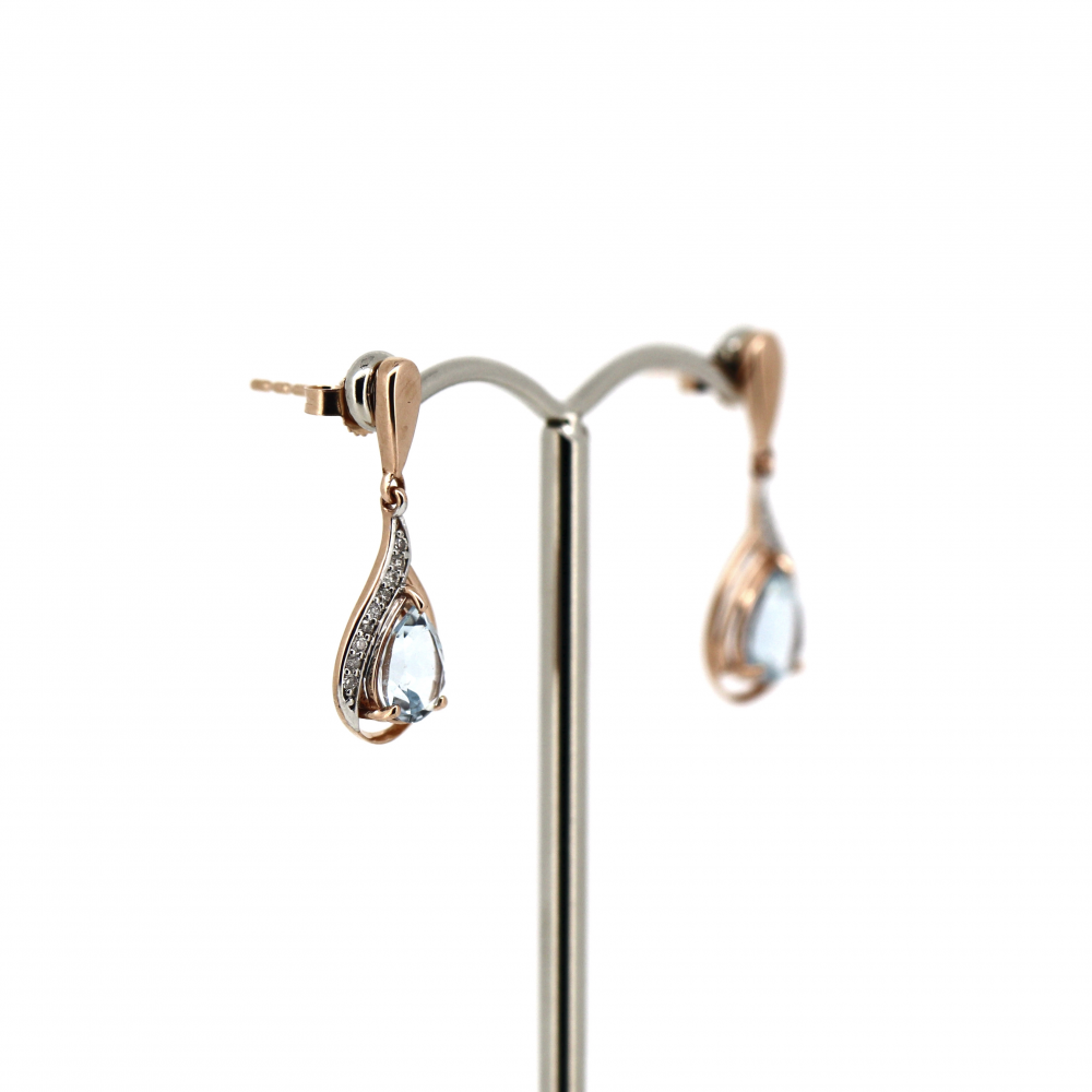 1.17ct Rose Gold Aquamarine and Diamond Drop Earrings
